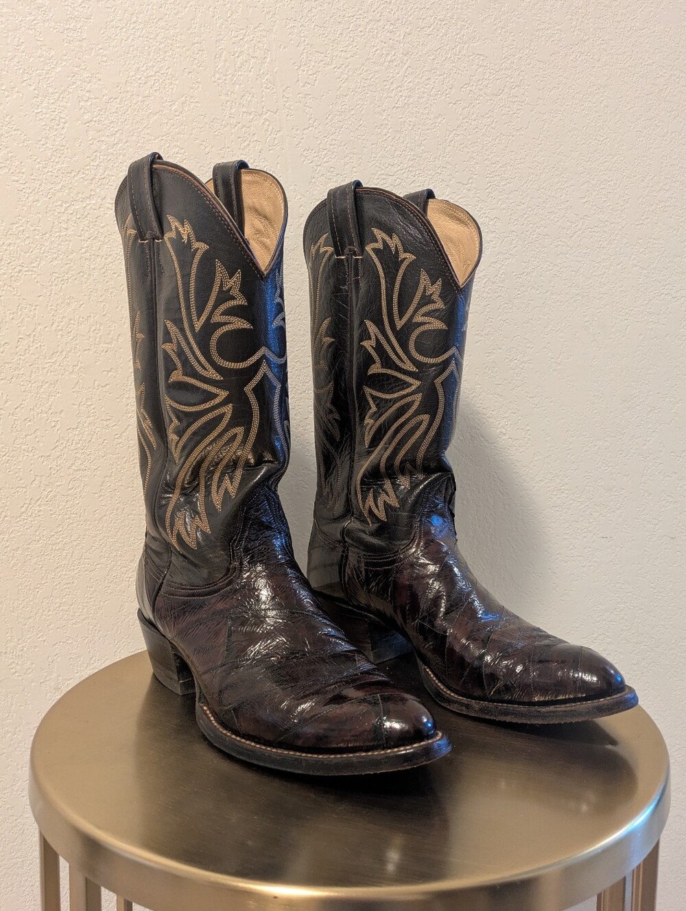 Vintage Nocona Sea Turtle Boots 10.5 D Pre-Ban Exotic Cowboy Leather 15456